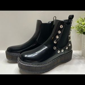 NEW Unionbay Krystal Studded Women’s Slip On Combat Boots Black Size 7.5, 8
